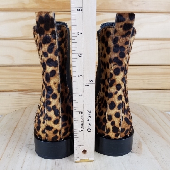 Rebecca Minkoff 7 US Sabeen Too Chelsea Boots Leopard Print Cow Fur Booties NEW - Picture 5 of 12